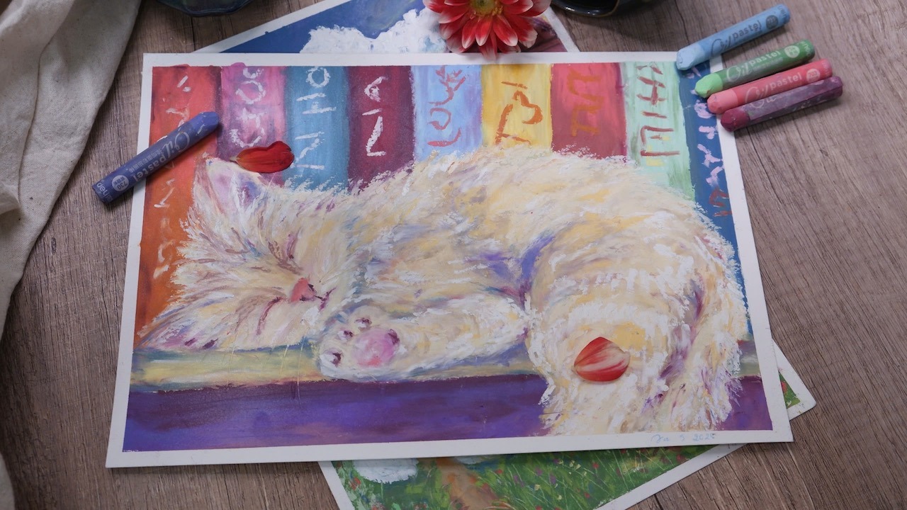 Poster ART WORKSHOP OIL PASTEL PAINTING "MELTED THOUGHTS"